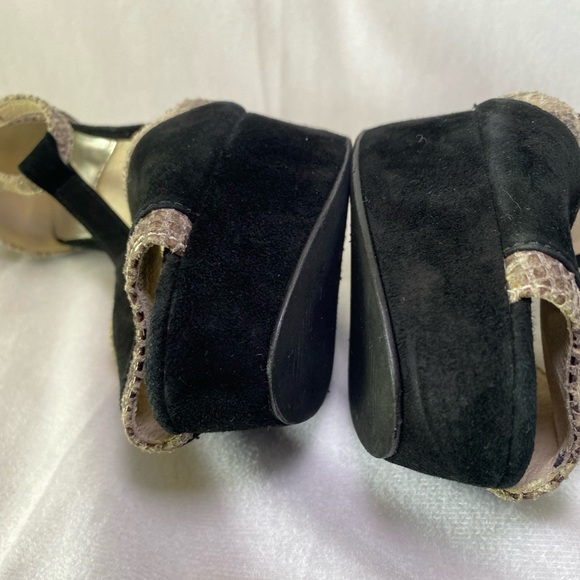 MICHAEL Michael Kors Peep Toe Platform Strappy Heels Black Snakeskin 8.5 - Picture 7 of 8